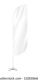 Vector realistic blank vertical outdoor feather advertising promo beach blade flag banner isolated on a white background. Realistic blank template or mock up.