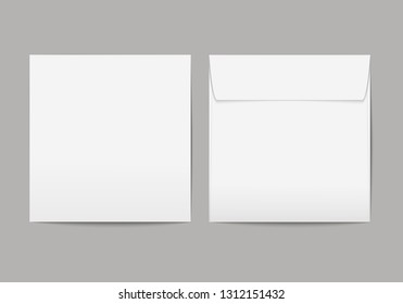 Envelope quadrado de papel branco em branco realista de vetor com fundo transparente