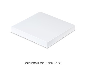 Vector realistic blank white paper pizza box.