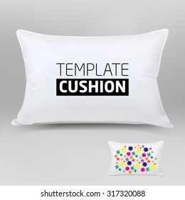 Vector realistic blank white pillow for your design and example to use