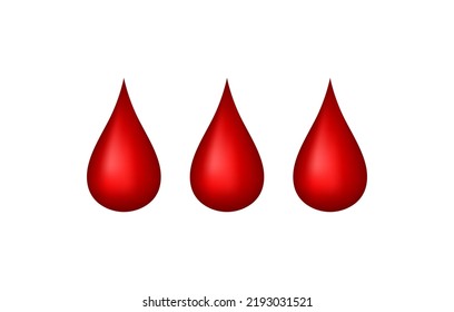 Vector realistic blood drop isolated on white background. Bloody drip 3D shape. Donor clinic symbol. Medicine icon. Donation human plasma
