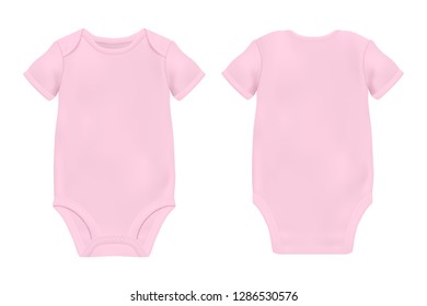 Vector Realistic Blue Blank Baby Bodysuit Template, Mock-up Closeup Isolated on White Background. Front and Back Side. Body children, baby shirt, onesie. Accessories, clothes for newborns. Top view