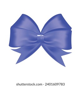 Vector realistic blue gift bow isolated on white background.