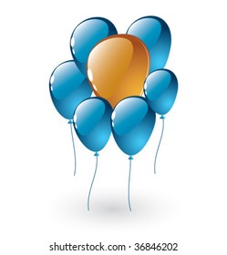 Vector realistic blue and orange balloons