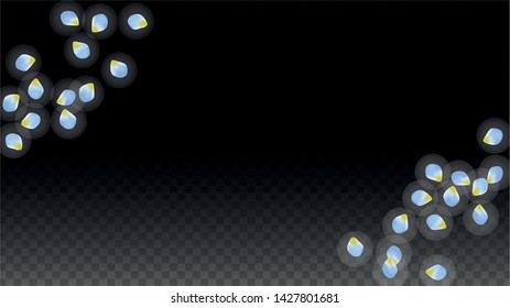 Vector Realistic Blue Petals Falling on Transparent Background.  Spring Romantic Flowers Illustration. Flying Petals. Sakura Spa Design.  Blossom Confetti. Design Elements for  St. Valentine Day.