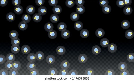 Vector Realistic Blue Petals Falling on Transparent Background.  Spring Romantic Flowers Illustration. Flying Petals. Sakura Spa Design.  Blossom Confetti. Design Elements for  Wedding Decoration.