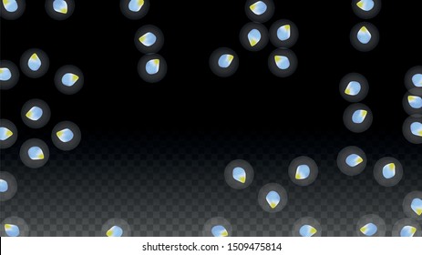 Vector Realistic Blue Petals Falling on Transparent Background.  Spring Romantic Flowers Illustration. Flying Petals. Sakura Spa Design.  Blossom Confetti. Design Elements for  Wedding Decoration.