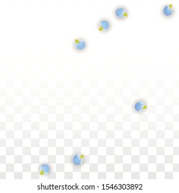Vector Realistic Blue Petals Falling on Transparent Background.  Spring Romantic Flowers Illustration. Flying Petals. Sakura Spa Design.  Blossom Confetti. Design Elements for  8 March Card.