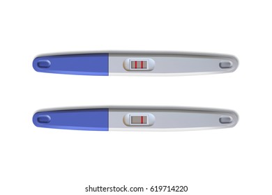 Vector realistic blue positive and negative pregnancy tests.
