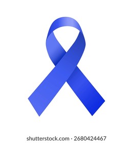 Vector realistic blue ribbon - colon cancer awareness symbol on white background