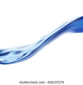 Vector realistic blue water wave on white background