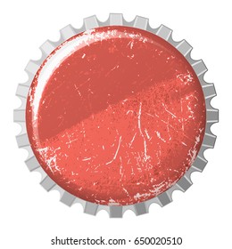 Vector Realistic Bottle Crown Cap In Red Color