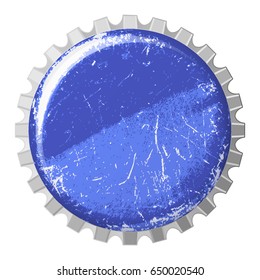 Vector Realistic Bottle Crown Cap In Blue Color