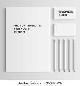 Vector Realistic Branding Mock Up, Isolated On White Background.