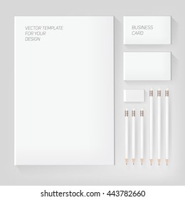 Vector realistic branding mock up, isolated on white background.