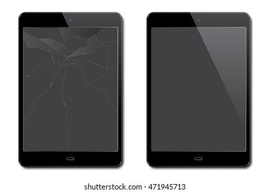 Vector realistic broken and new tablets.
