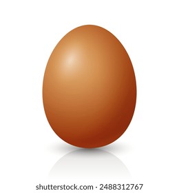 Vector Realistic Brown Chicken Egg Icon Closeup Isolated. Glossy Chicken Egg. Vector Whole Egg with Reflection. Front View