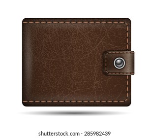 Vector realistic brown leather wallet