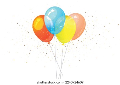 Vector realistic bunch of flying glossy balloons