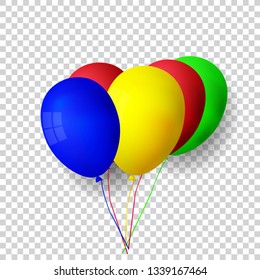 Vector realistic bunch helium balloons isolated.