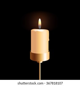 Vector realistic burning candle.