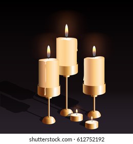 Vector Realistic Burning Candles.