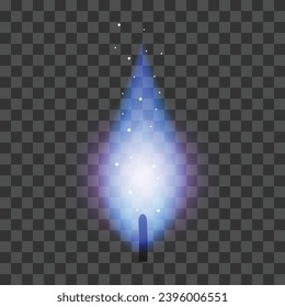 Vector realistic burning flames of matches candles on tranparent background.