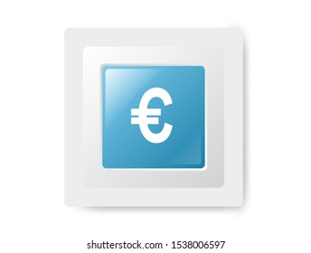Vector realistic button with euro currency symbol.