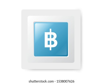 Vector realistic button with Thai baht currency symbol.