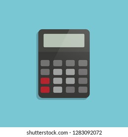 Vector realistic calculator. Button electronic, digit calculation, display minus and plus illustration.