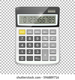 Vector realistic calculator icon isolated on transparent background, design template in EPS10.