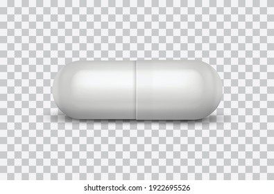 Vector realistic capsule pill with shadow isolated on transparent background