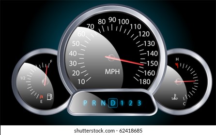 Vector Realistic Car Dashboard Speedometer