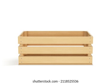 Caja de madera de almacenamiento de carga realista para vectores aislada sobre fondo blanco. Caja de fruta de madera con agujeros. Caja de almacenamiento y transporte de alimentos.