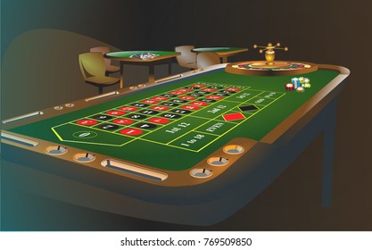 Vector realistic casino roulette table illustration for print