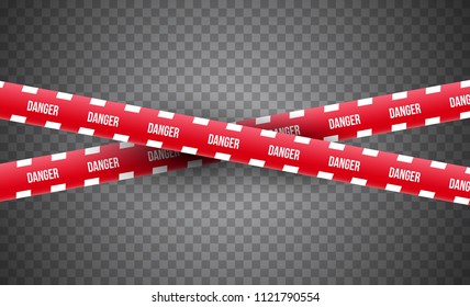 Vector realistic  caution, police, danger lines or tapes on transparent background.