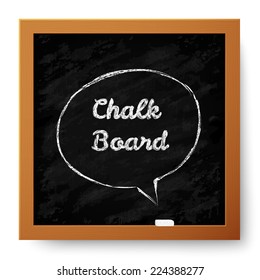 Vector realistic chalkboard with hand-drawn speech bubble