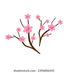 Vektorrealistische Kirschblüte, Ast-Hintergrund.