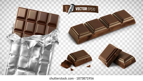 Vector realistic chocolate on transparent background