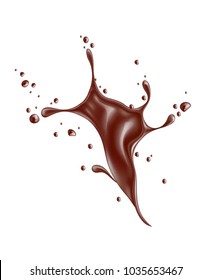 Vector realistic chocolate splash, pouring liquid chocolate whirl, melted, molten cocoa flow. High detailed illustration isolated white background for advertising design, sweet food packaging element