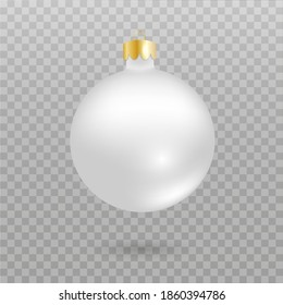 Vector realistic Christmas ball isolated on a transparent background. Matt glass or plastic ball. Mockup. blank 3D template. Close up. Festive xmas and New year decoration. EPS 10.