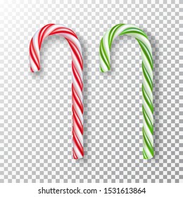 Vector realistic Christmas candy collection, isolated illustration.