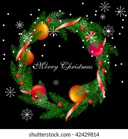 Vector realistic christmas fir wreath