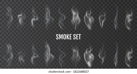 Olas de humo de cigarrillos realistas vectoriales.