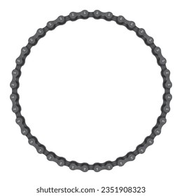 Vector realistic circle created from beveled bike chain. Isolated on white background.