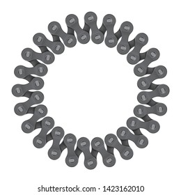 Vector realistic circle created from bike chain. Isolated on white background.
