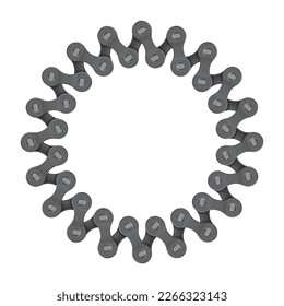Círculo vectorial realista creado a partir de la cadena de bicicletas. Aislado sobre fondo blanco.