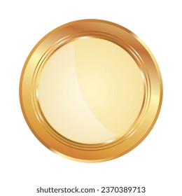 Vector realistic circular golden plate.