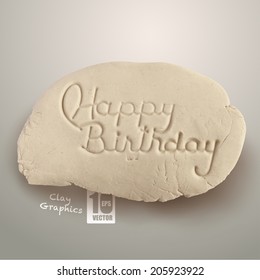 Vector Realistic Clay Background with Birthday Message.