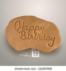 Vector Realistic Clay Background with Birthday Message.